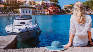 An inviting depiction of boat hire in Kefalonia, Greece, offering the freedom to explore the stunning coastline and hidden coves at your own pace. Rent a boat and embark on a nautical adventure, enjoying the breathtaking views, tranquil waters, and the joy of discovering secluded spots accessible only by sea.