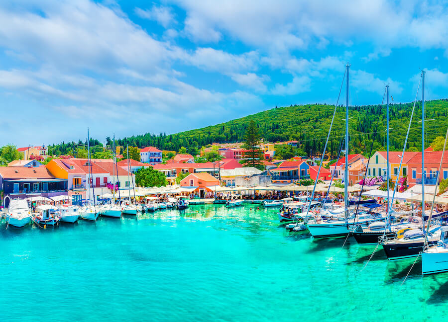 Discover the enchanting fishing village of Fiskardo, a must-see destination in Kefalonia, Greece. With its colourful buildings, picturesque harbour, and traditional charm, Fiskardo offers a unique and captivating atmosphere. Stroll along the waterfront promenade lined with tavernas, boutiques, and cafes, and soak up the authentic Greek island ambiance. Admire the Venetian architecture and the well-preserved old houses that add to Fiskardo's historical appeal. Enjoy fresh seafood at waterfront restaurants and take in the scenic views of the Ionian Sea. Whether you're exploring the narrow streets, relaxing in a cafe, or watching the fishing boats come and go, Fiskardo promises an unforgettable experience in Kefalonia.